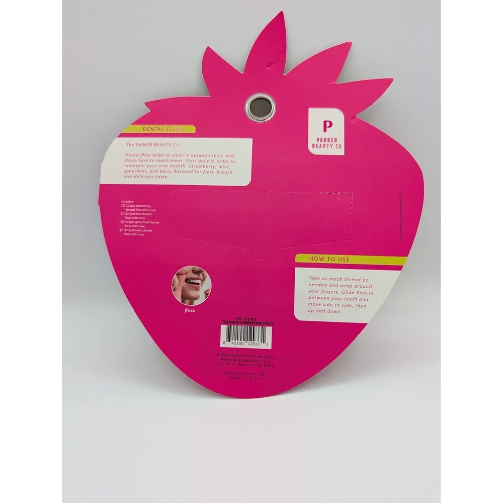 Parker Beauty Co Flavored Dental Floss Set 4pc Strawberry Mint Berry Fruitcore‎
